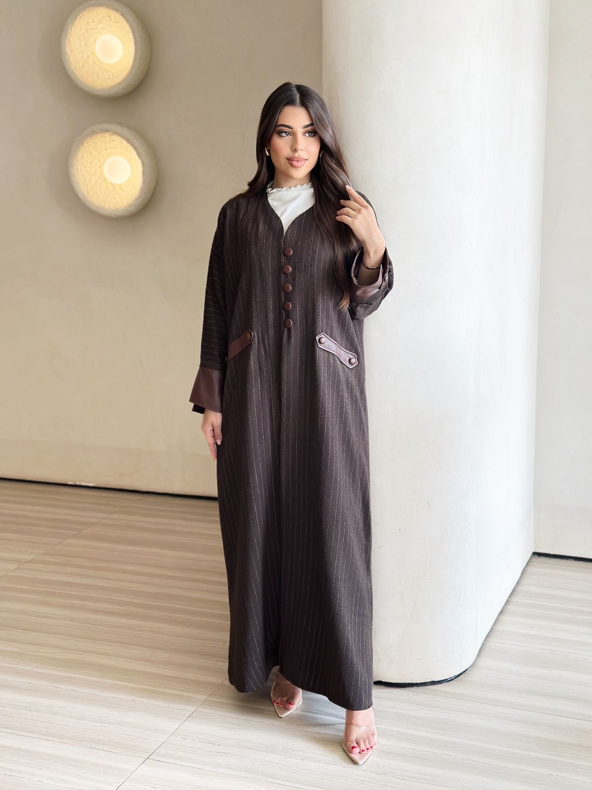sachin and babi light blue dress WINTER BROWN ABAYA main image 0